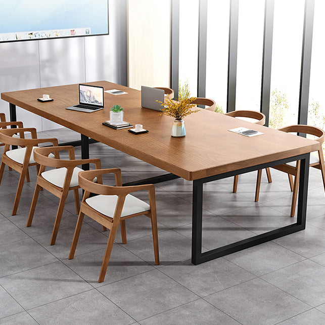 Rectangle Office Table Industrial Wood Color Fixed Table of Solid Wood