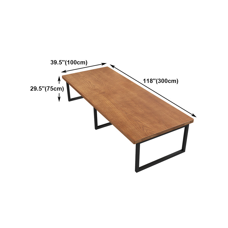 Rectangle Office Table Industrial Wood Color Fixed Table of Solid Wood