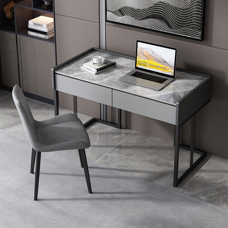 Modern 2-drawer Office Desk Sintered Stone Rectangular Desk for Home