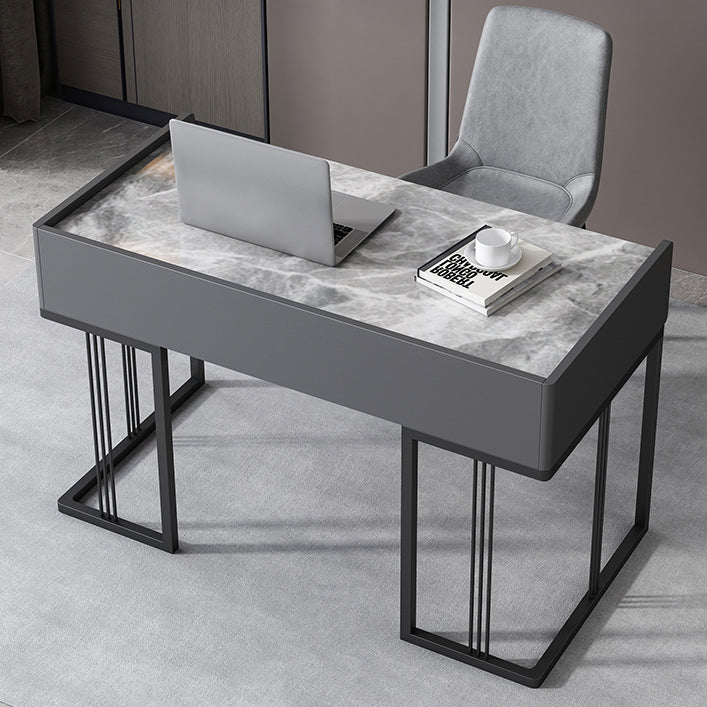 Modern 2-drawer Office Desk Sintered Stone Rectangular Desk for Home