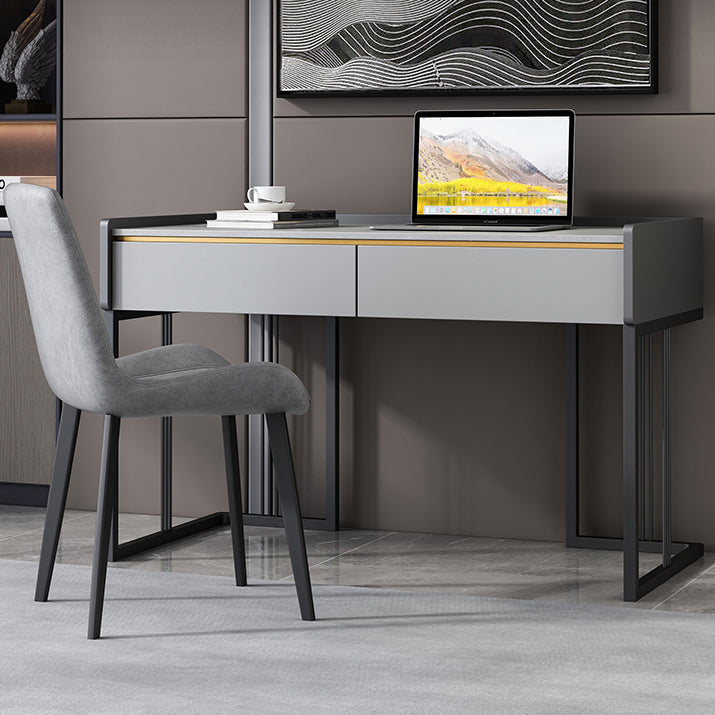 Modern 2-drawer Office Desk Sintered Stone Rectangular Desk for Home