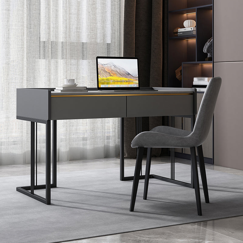 Modern 2-drawer Office Desk Sintered Stone Rectangular Desk for Home