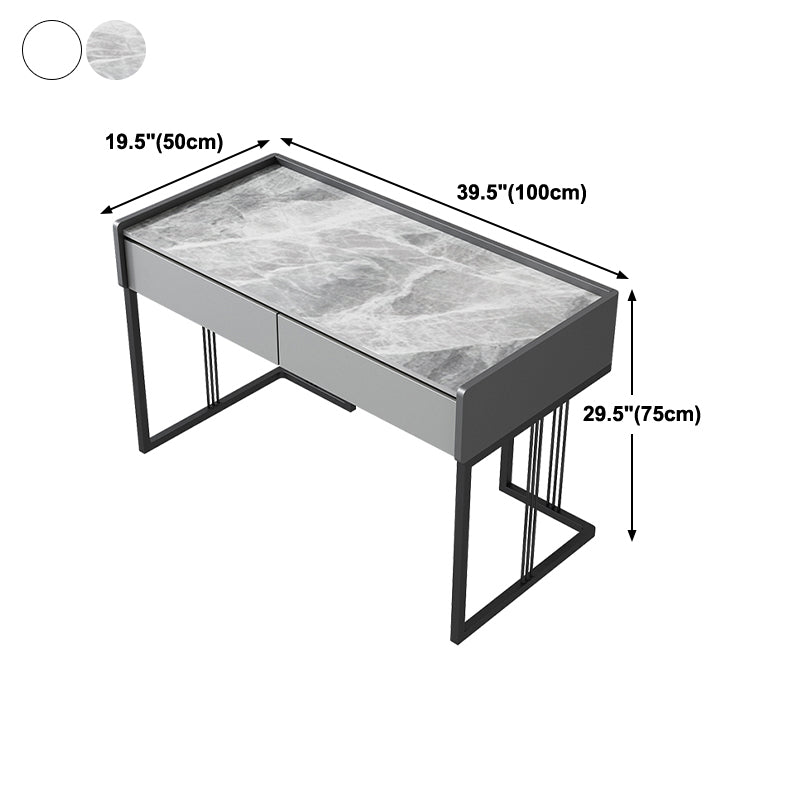 Modern 2-drawer Office Desk Sintered Stone Rectangular Desk for Home