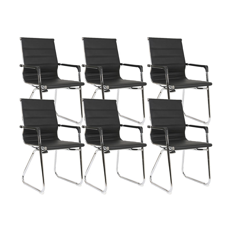 Silver Metal Modern Conference Chair Mid-Back / High Back Mesh and Leather Chair