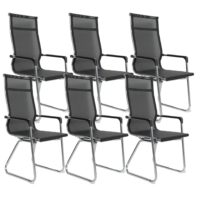 Silver Metal Modern Conference Chair Mid-Back / High Back Mesh and Leather Chair