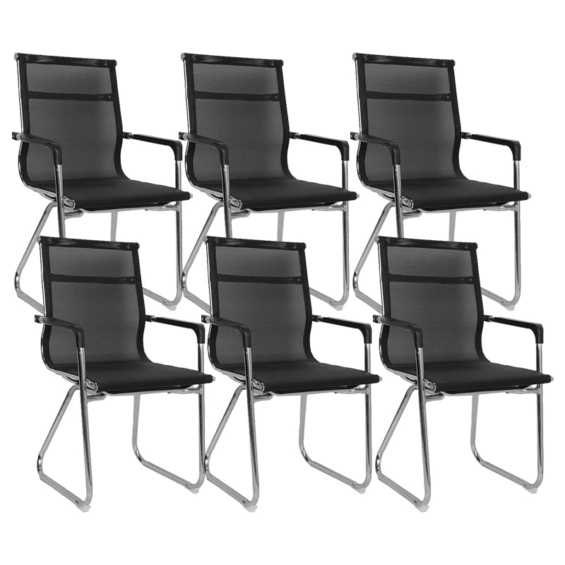 Silver Metal Modern Conference Chair Mid-Back / High Back Mesh and Leather Chair