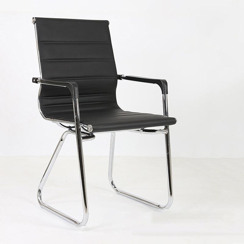 Silver Metal Modern Conference Chair Mid-Back / High Back Mesh and Leather Chair