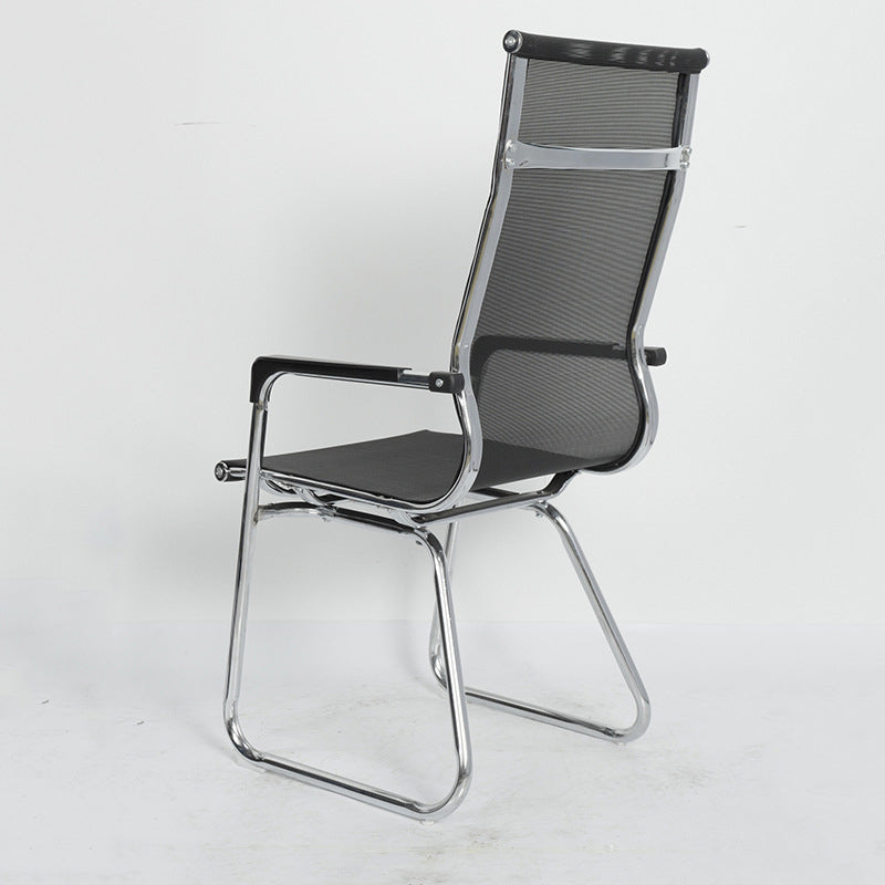 Silver Metal Modern Conference Chair Mid-Back / High Back Mesh and Leather Chair