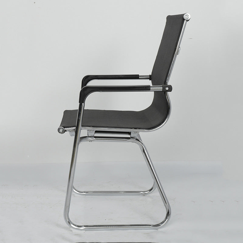 Silver Metal Modern Conference Chair Mid-Back / High Back Mesh and Leather Chair