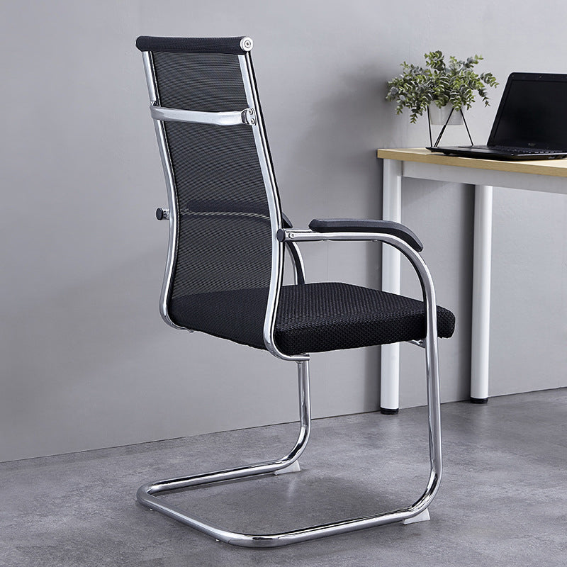 Silver Metal Modern Office Chair Mid and High Back Mesh and Leather Conference Chair