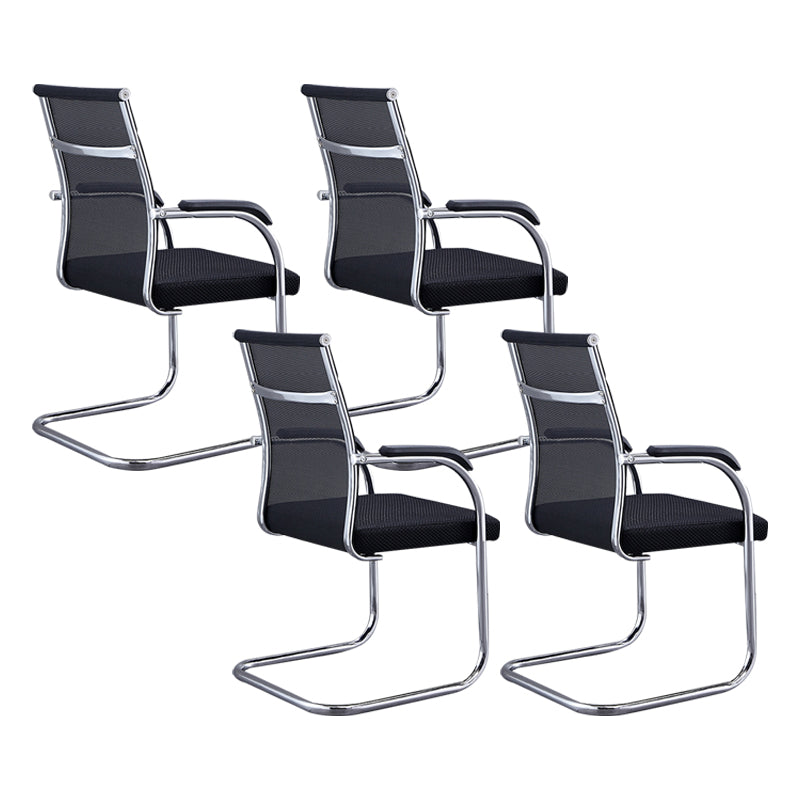 Silver Metal Modern Office Chair Mid and High Back Mesh and Leather Conference Chair