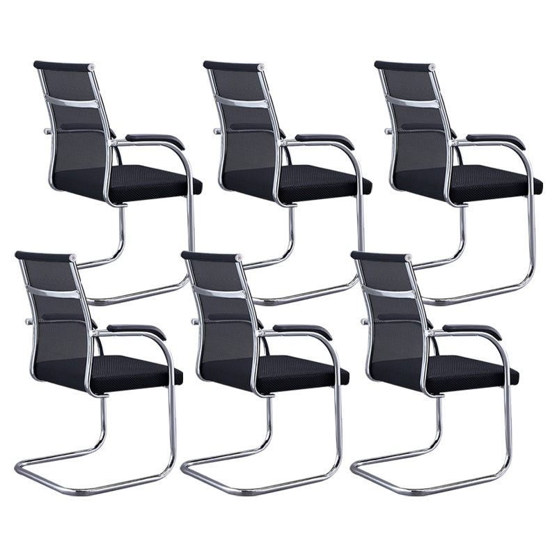 Silver Metal Modern Office Chair Mid and High Back Mesh and Leather Conference Chair