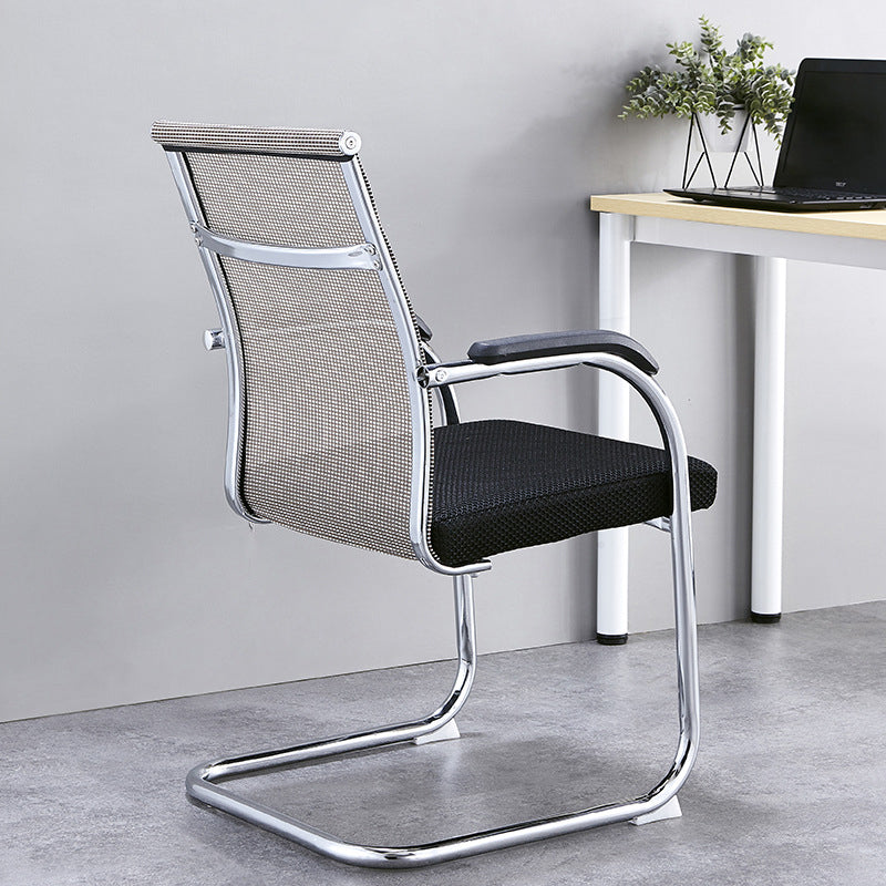 Silver Metal Modern Office Chair Mid and High Back Mesh and Leather Conference Chair