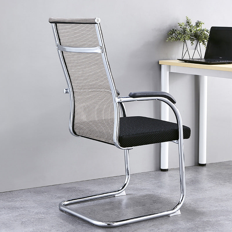 Silver Metal Modern Office Chair Mid and High Back Mesh and Leather Conference Chair