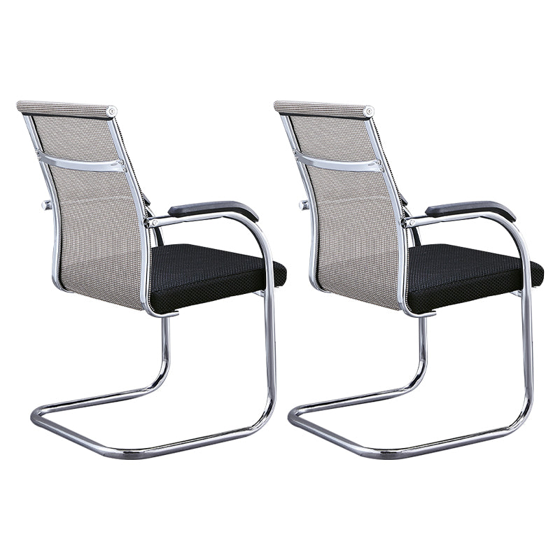 Silver Metal Modern Office Chair Mid and High Back Mesh and Leather Conference Chair