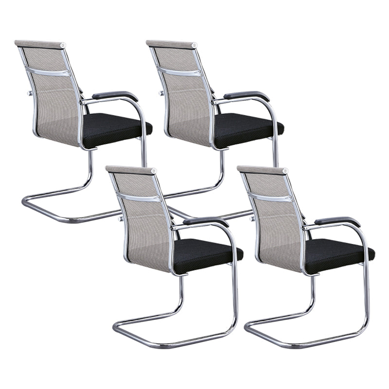 Silver Metal Modern Office Chair Mid and High Back Mesh and Leather Conference Chair