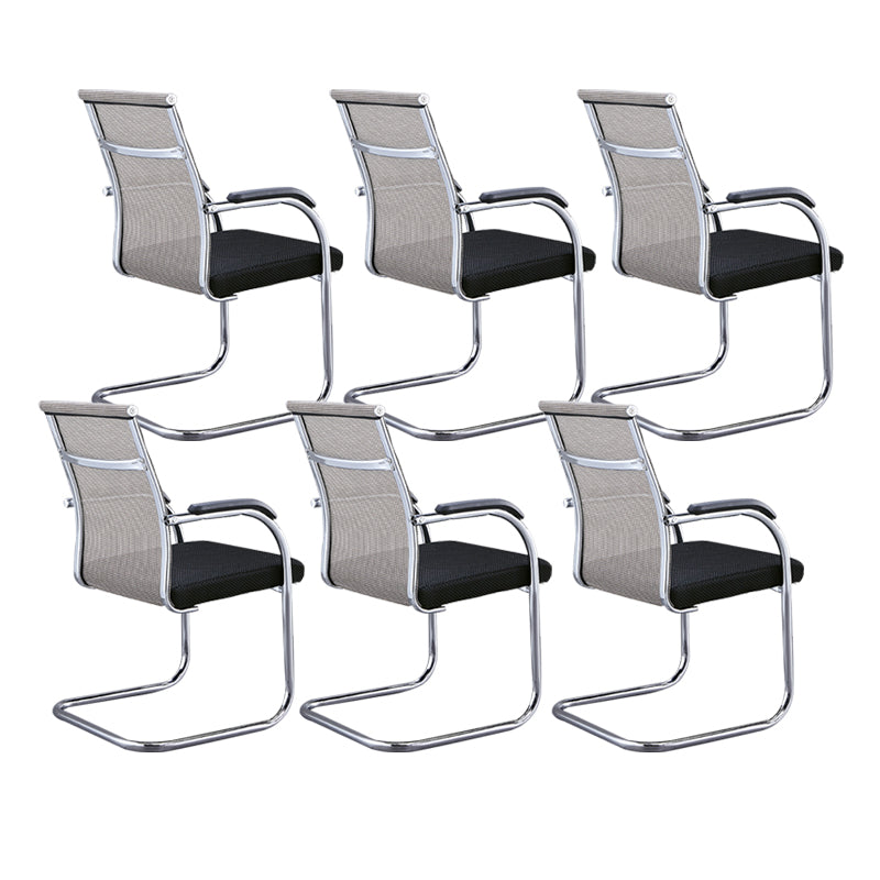 Silver Metal Modern Office Chair Mid and High Back Mesh and Leather Conference Chair