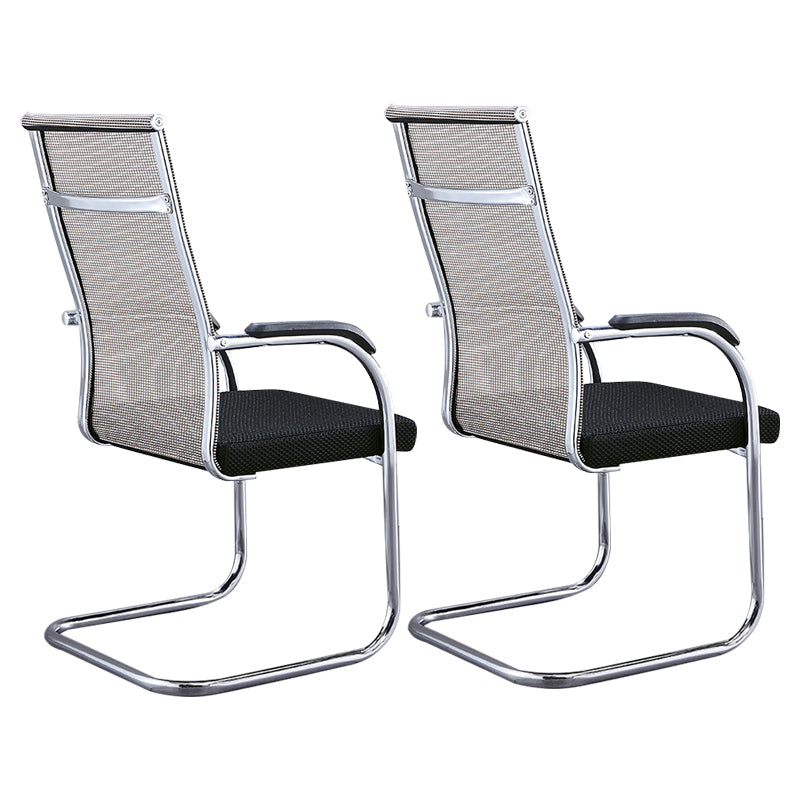 Silver Metal Modern Office Chair Mid and High Back Mesh and Leather Conference Chair