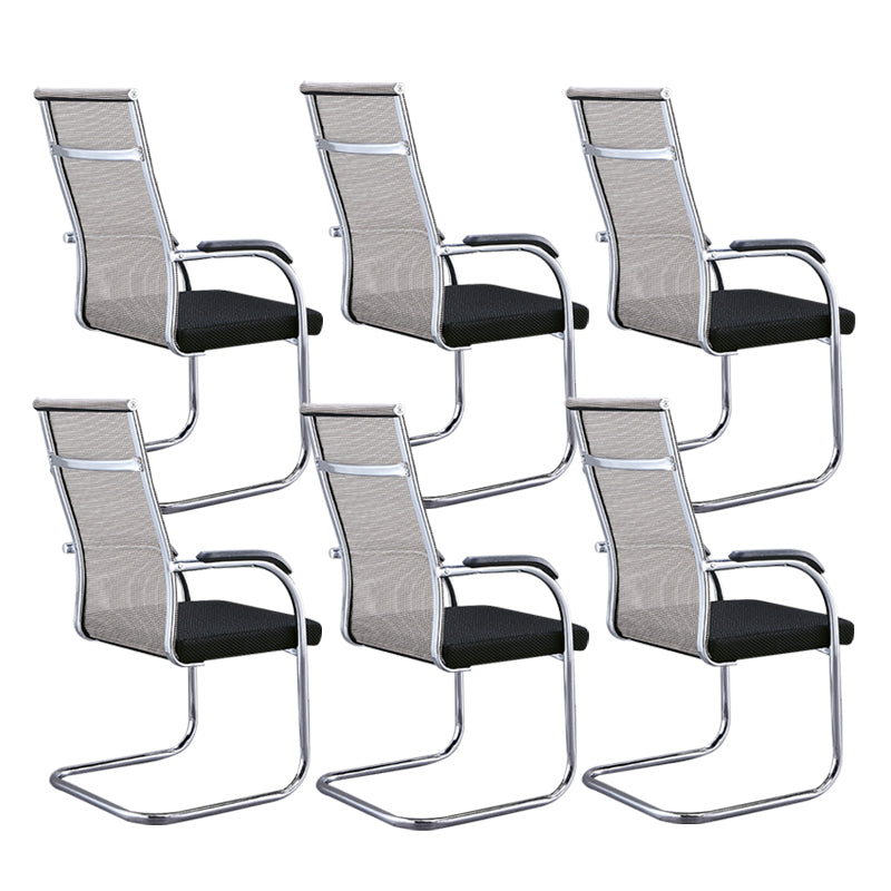 Silver Metal Modern Office Chair Mid and High Back Mesh and Leather Conference Chair