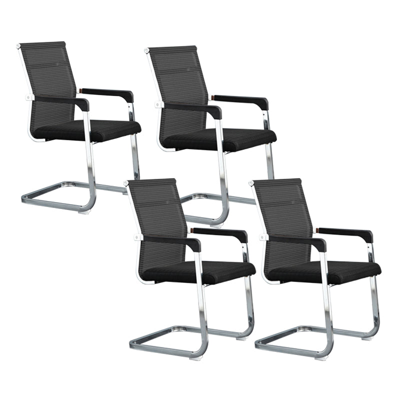 Silver Metal Modern Conference Chair With Breathable AirGrid Seat Office Chair