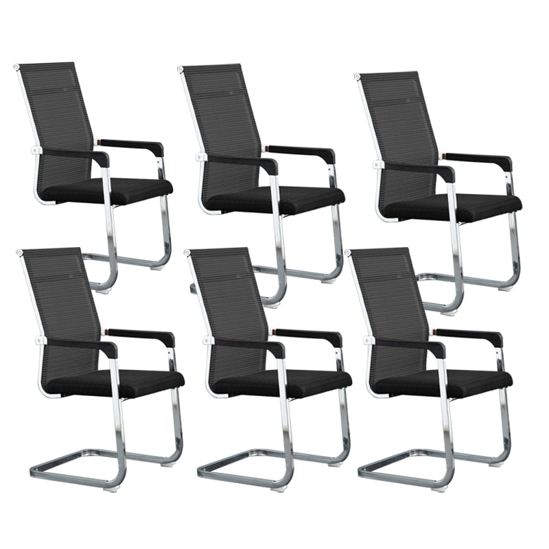 Silver Metal Modern Conference Chair With Breathable AirGrid Seat Office Chair