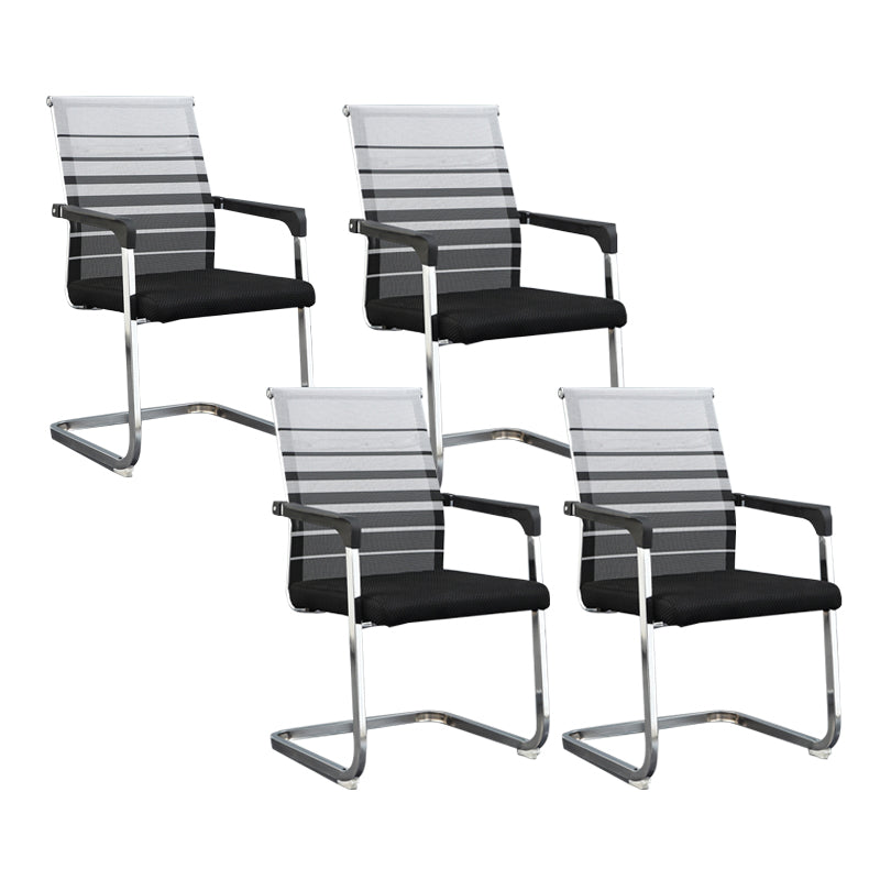 Silver Metal Modern Conference Chair With Breathable AirGrid Seat Office Chair