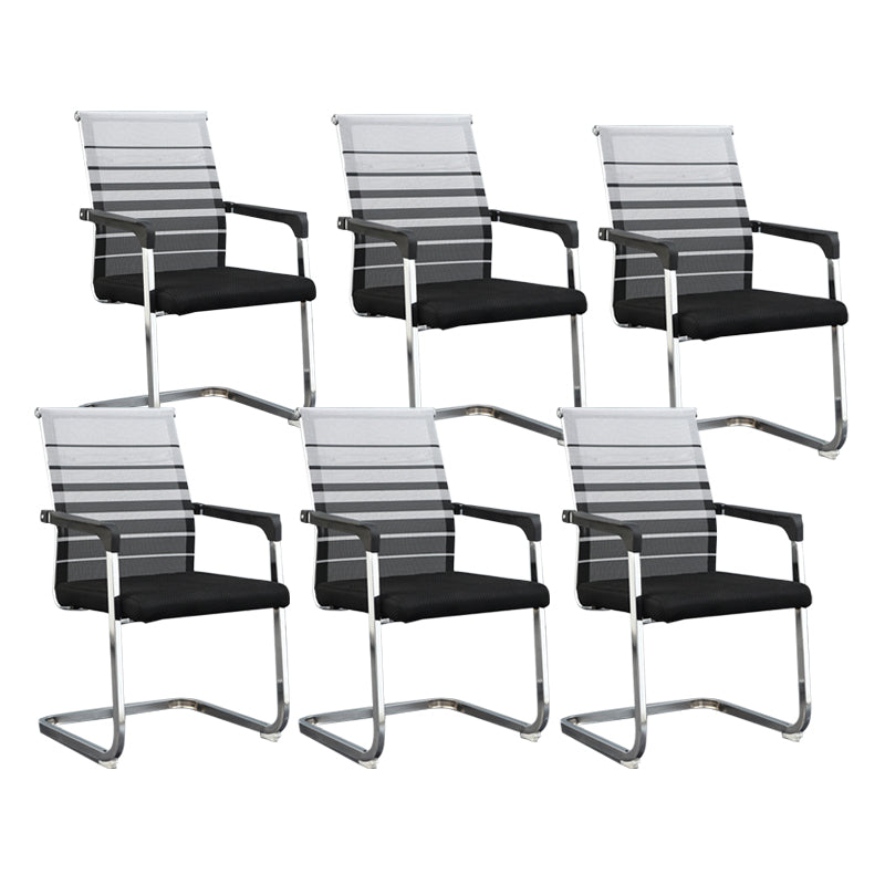 Silver Metal Modern Conference Chair With Breathable AirGrid Seat Office Chair