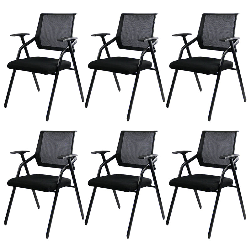 Black Metal Frame Modern Conference Chair Mid Back Computer Office Chair with Arms