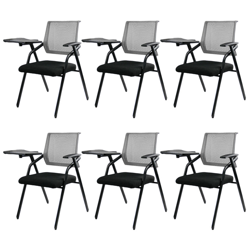 Black Metal Frame Modern Conference Chair Mid Back Computer Office Chair with Arms