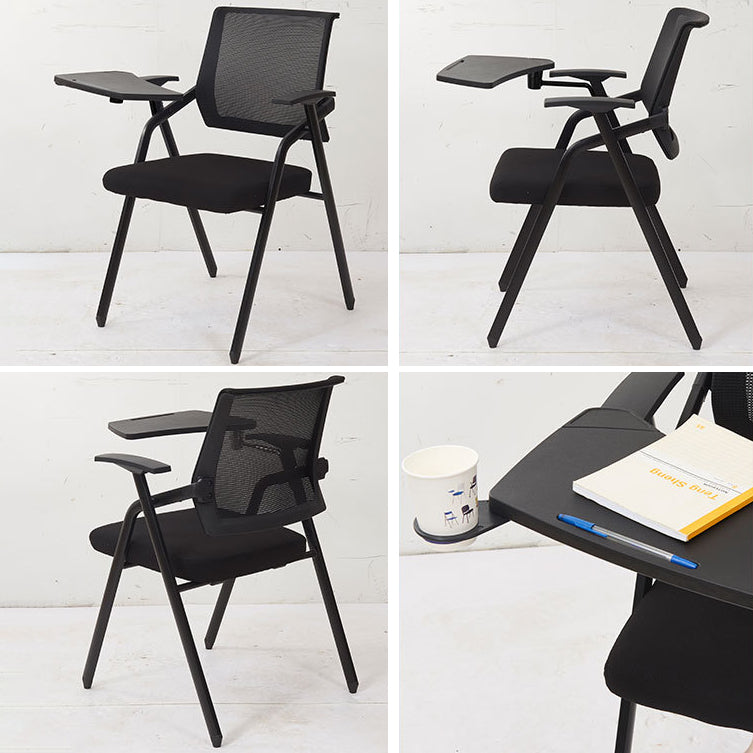 Black Metal Frame Modern Conference Chair Mid Back Computer Office Chair with Arms