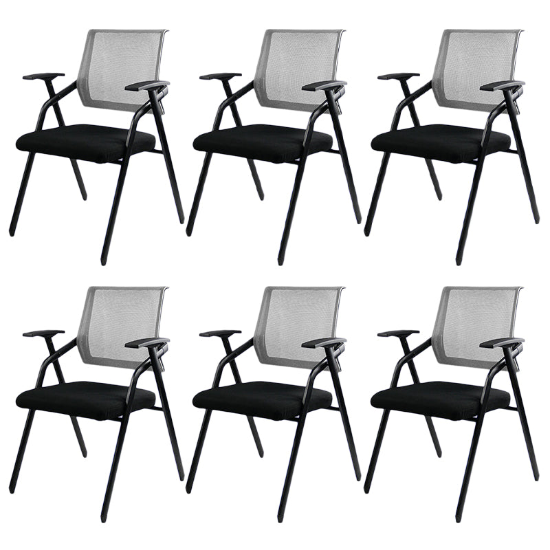 Black Metal Frame Modern Conference Chair Mid Back Computer Office Chair with Arms