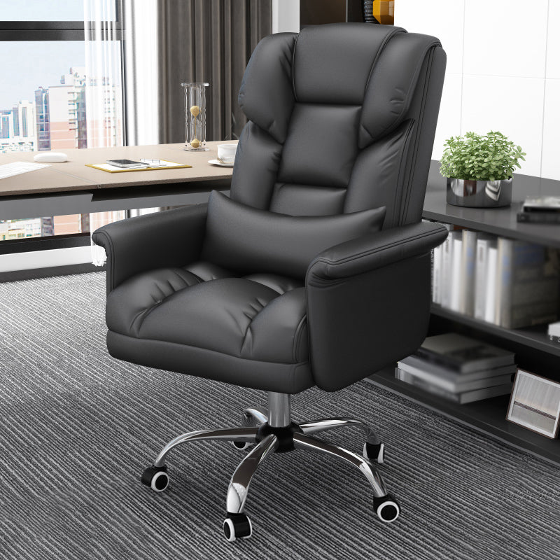 Chrome Metal Frame Modern Desk Chair with Padded Arms Executive Task Chair with High Back