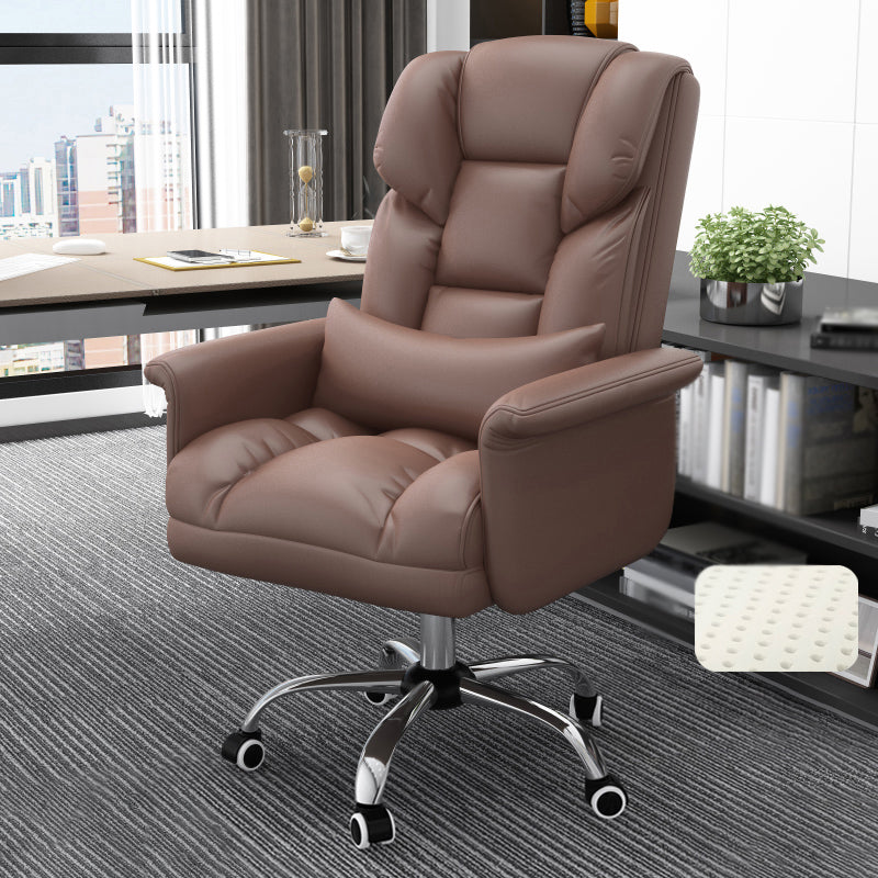 Chrome Metal Frame Modern Desk Chair with Padded Arms Executive Task Chair with High Back