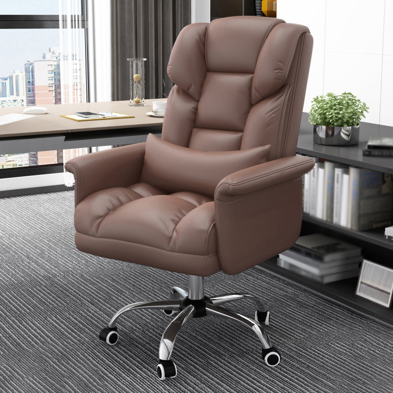 Chrome Metal Frame Modern Desk Chair with Padded Arms Executive Task Chair with High Back