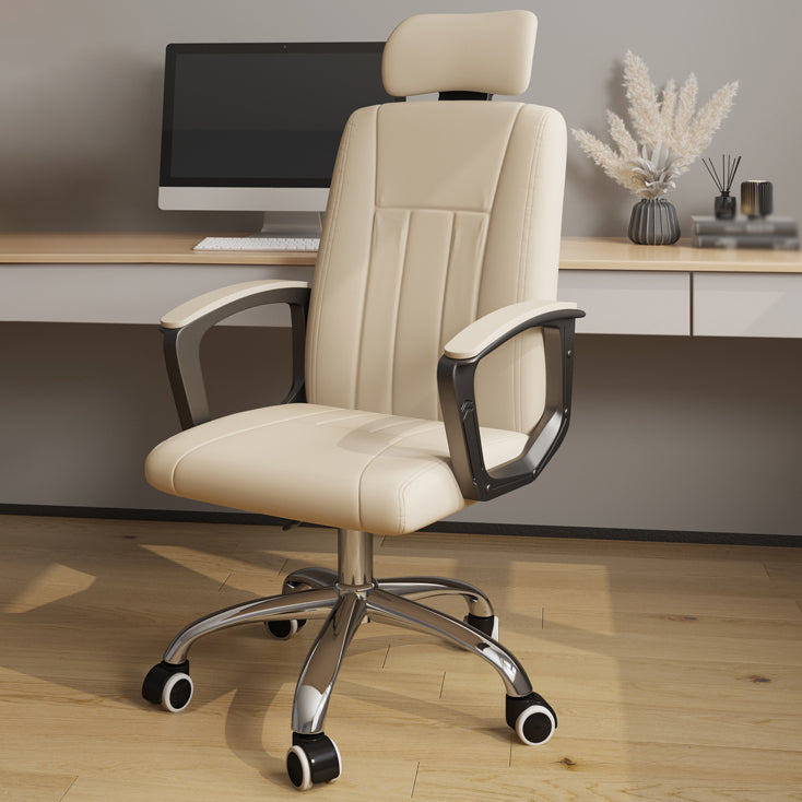 Chrome Metal Frame Modern Desk Chair with Padded Arms Executive Task Chair with High Back