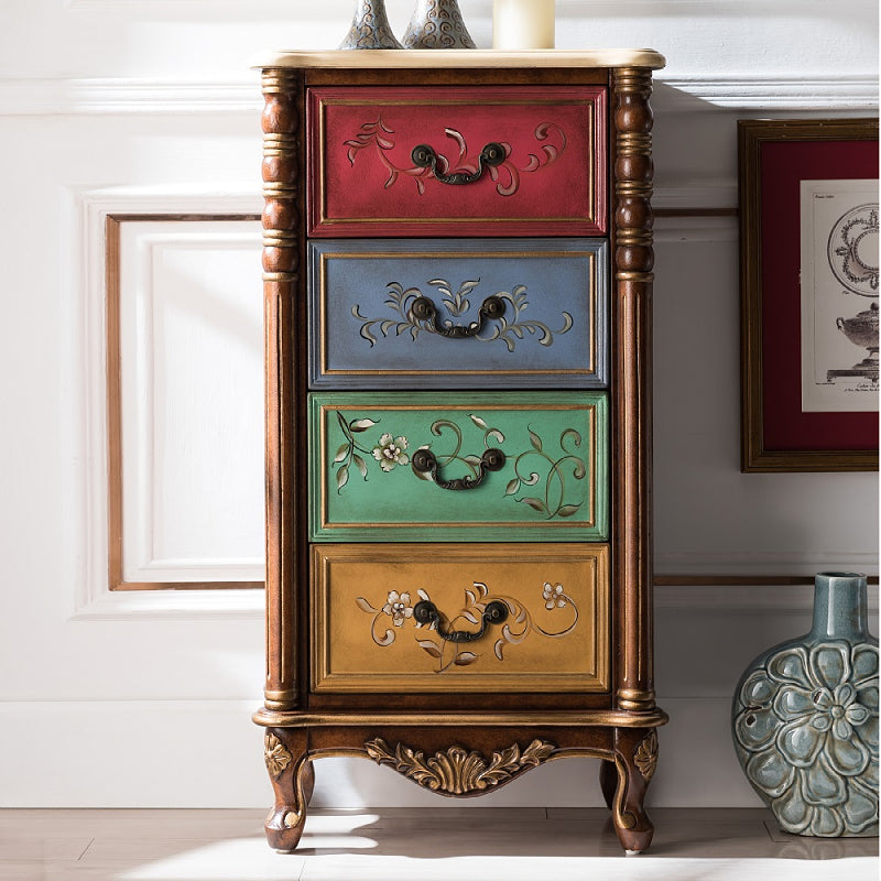 Traditional Solid Wood Lingerie Chest Vertical Storage Chest with 3 / 4 Drawers