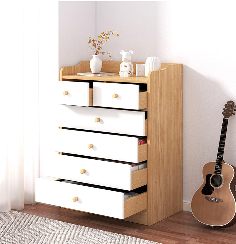 Modern Wooden Chest Bedroom Vertical Storage Chest with 4 / 5 / 6 Drawers