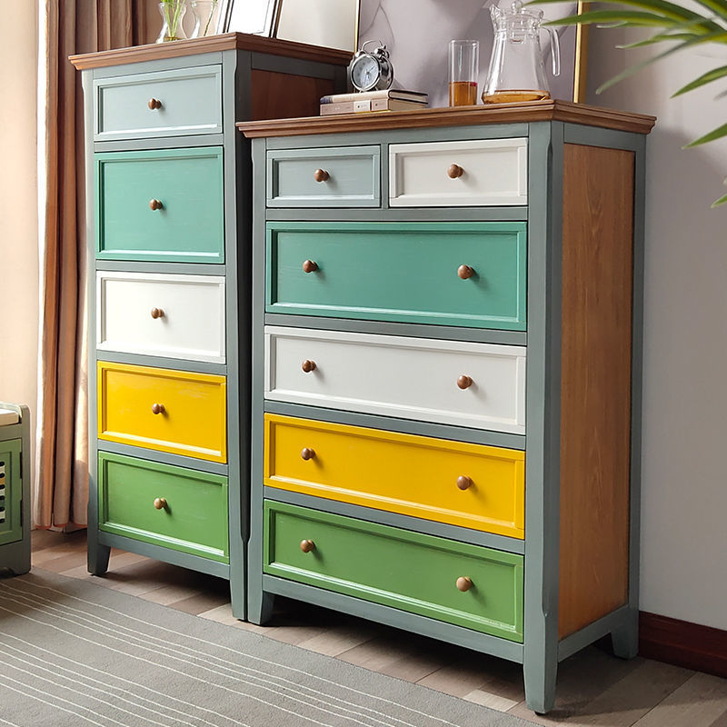 Traditional Solid Wood Chest Bedroom Storage Chest with Multi Drawers