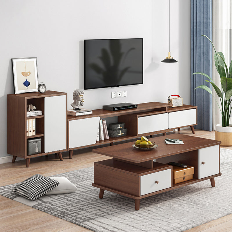 Engineered Wood TV Stand Console with Cabinet 2-Drawer TV Media Stand