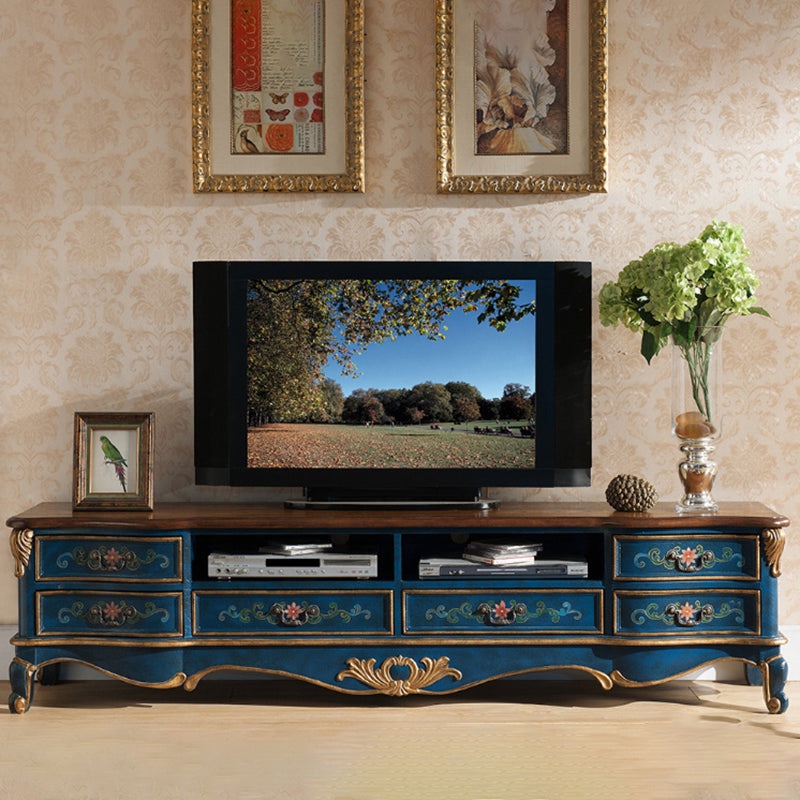 Traditional Style TV Cabinet Birch Wood TV Stand with 6 Drawers