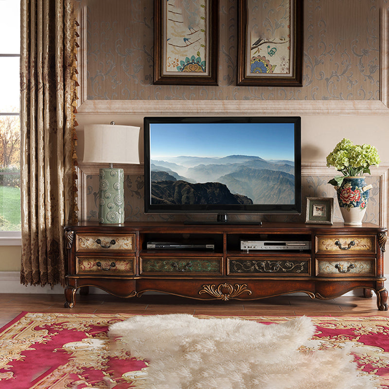 Traditional Style TV Cabinet Birch Wood TV Stand with 6 Drawers