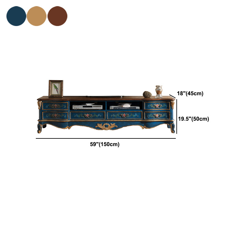 Traditional Style TV Cabinet Birch Wood TV Stand with 6 Drawers