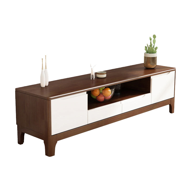 Solid Wood TV Console Traditional Home TV Cabinet with Splayed Wooden Legs
