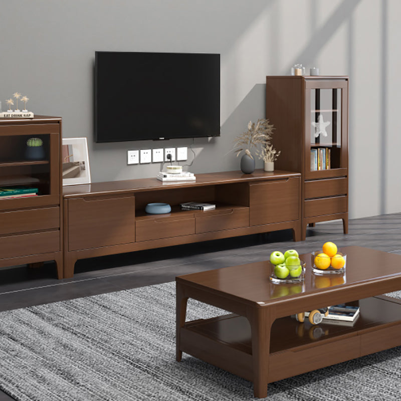 Solid Wood TV Console Traditional Home TV Cabinet with Splayed Wooden Legs