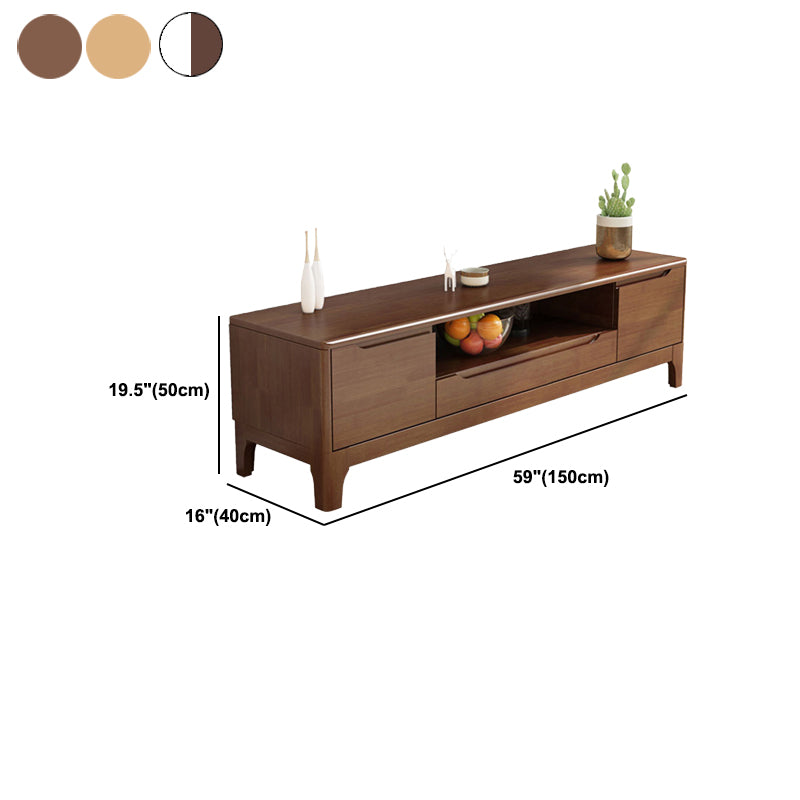 Solid Wood TV Console Traditional Home TV Cabinet with Splayed Wooden Legs