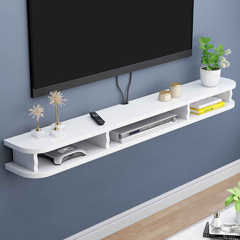 Contemporary Wall-mounted TV Cabinet Faux Wood TV Stand with 4 Shelves