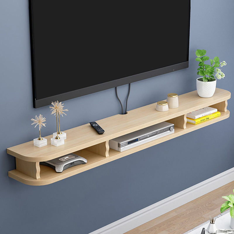 Contemporary Wall-mounted TV Cabinet Faux Wood TV Stand with 4 Shelves