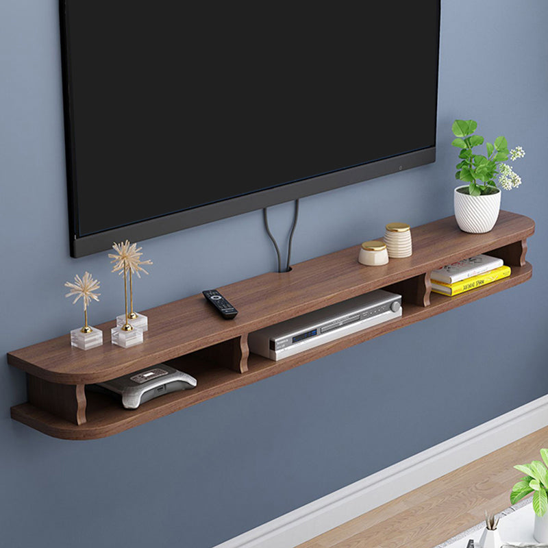 Contemporary Wall-mounted TV Cabinet Faux Wood TV Stand with 4 Shelves