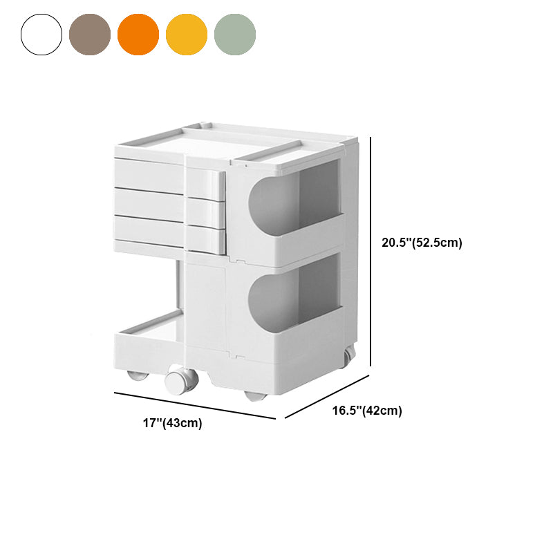 Modern Nightstand 21" Tall Plastic Bedside Cabinet with Drawers