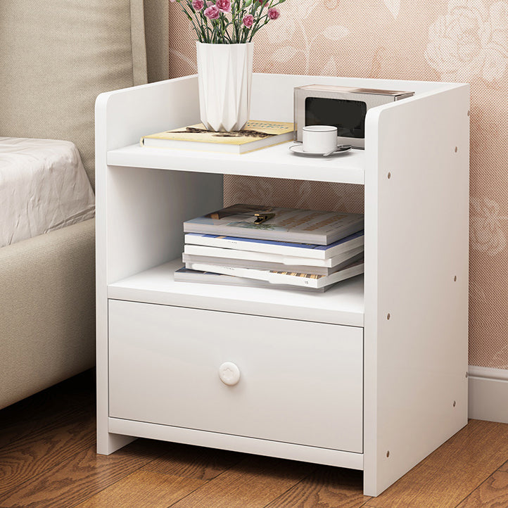 Modern Wood Nightstand 40" Tall Bedside Cabinet with Drawer and Legs